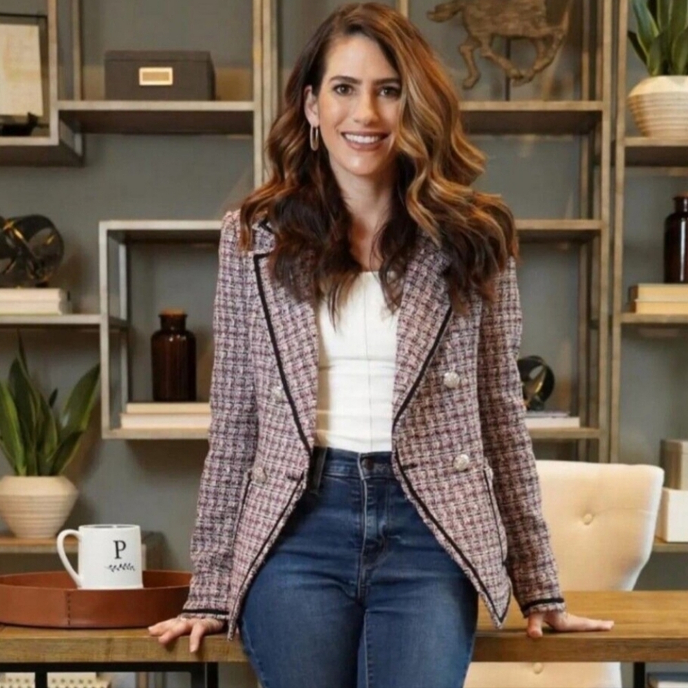 Veronica Beard Theron Tweed Double Breasted Blazer - Picture 2 of 15
